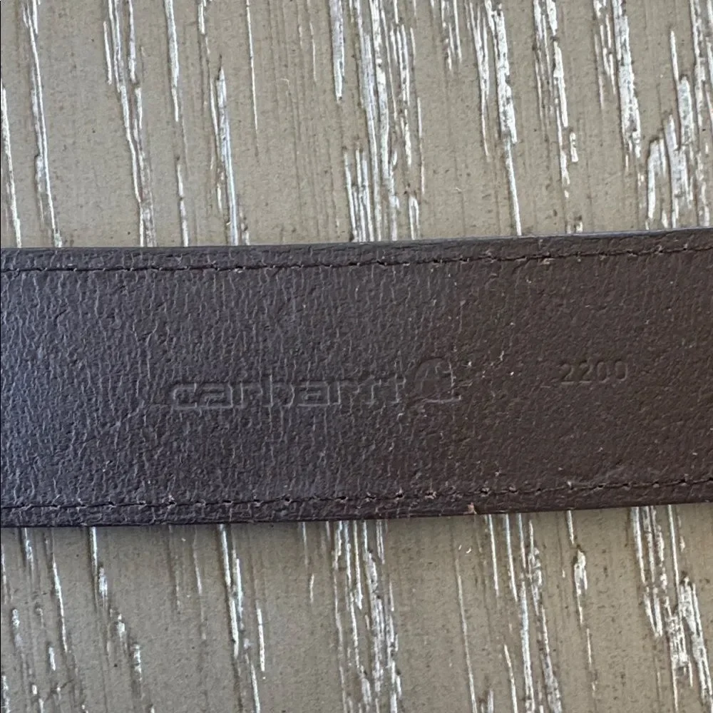 Carhartt Dark Brown Genuine Leather Belt with Buckle Casual Men’s Size 52 GUC